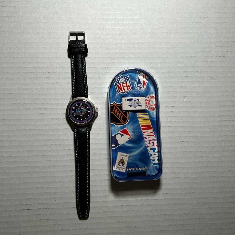 1997 Vintage Utah Jazz NBA Sportivi men’s watch -Black Leather strap/silver case